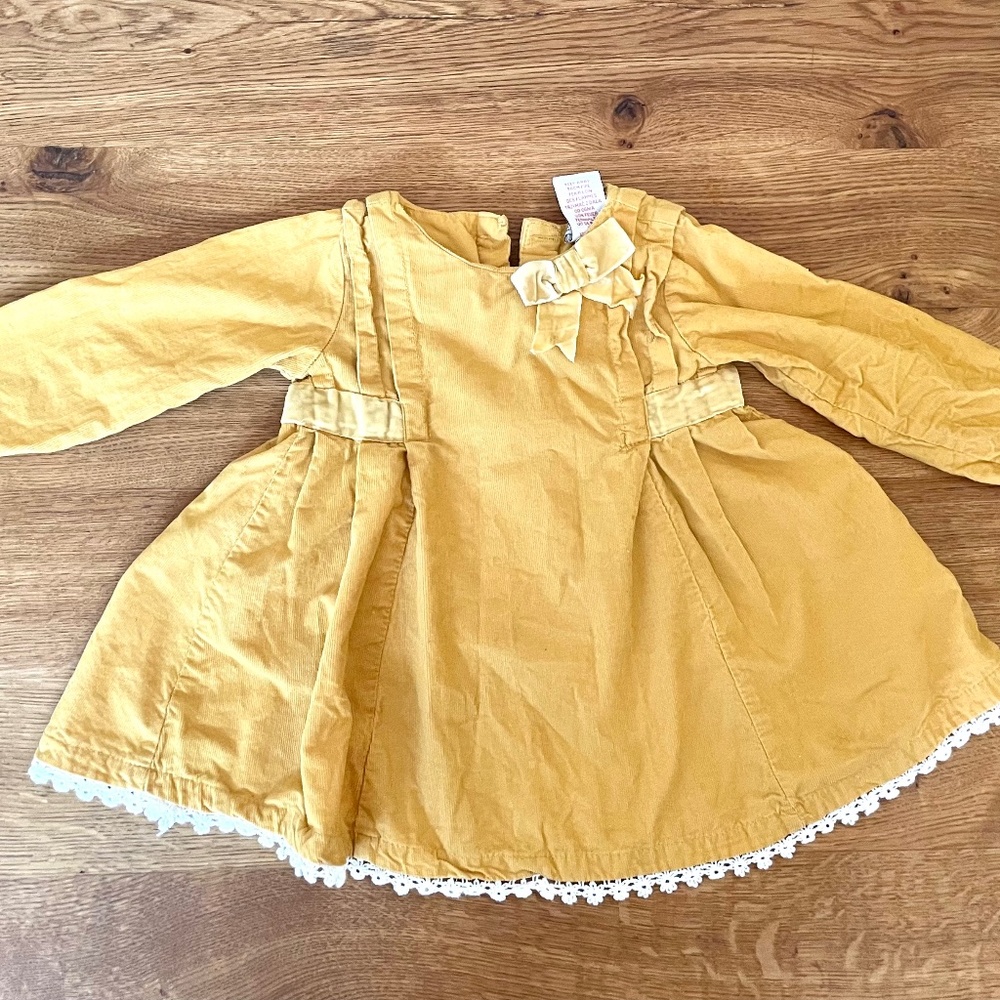 Rachel Zoe yellow velvet baby/toddler dress 18m